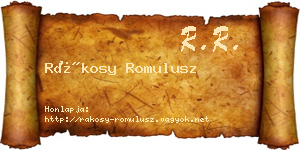 Rákosy Romulusz névjegykártya